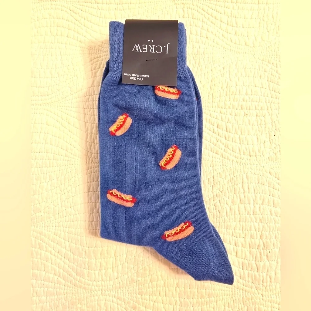 NWT J. Crew Hot Dog Pattern Men's Socks